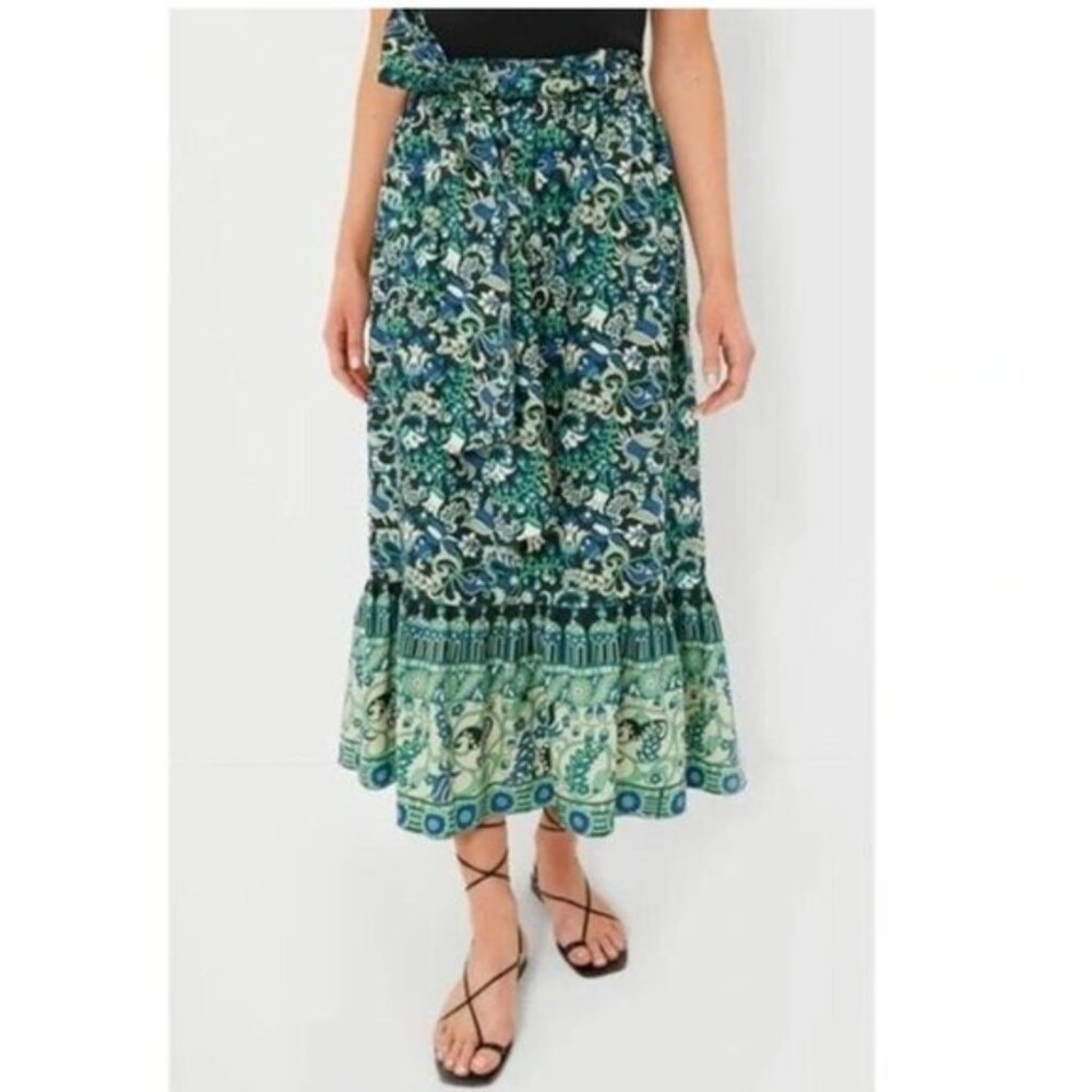 Tuckernuck | NEW Batik Floral Hampton Pull On Cotton Maxi Skirt Size M - Picture 2 of 11